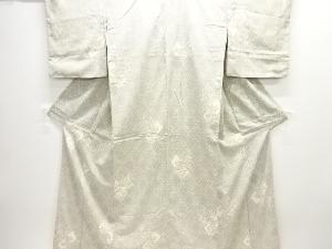 アンティーク　斜め格子に草花模様織り出し本塩沢着物